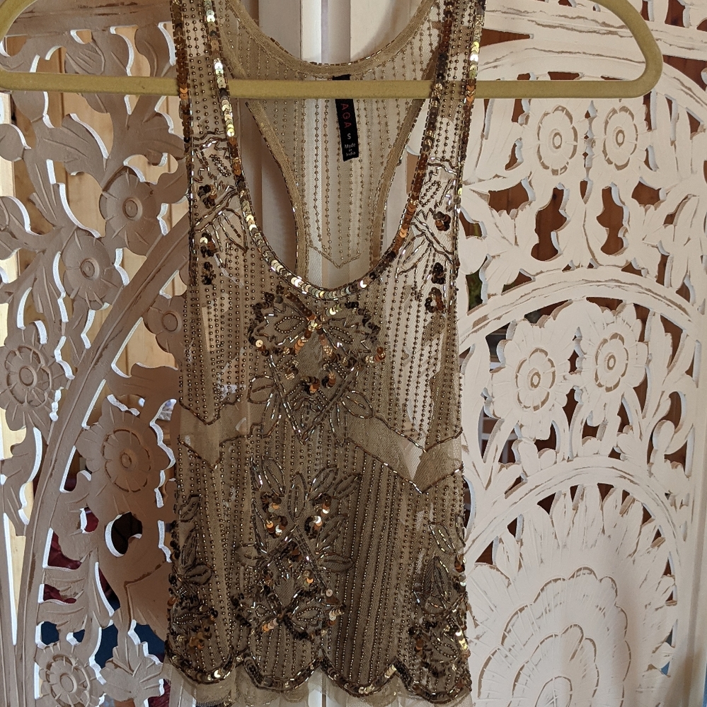 Sequin holiday top, beaded